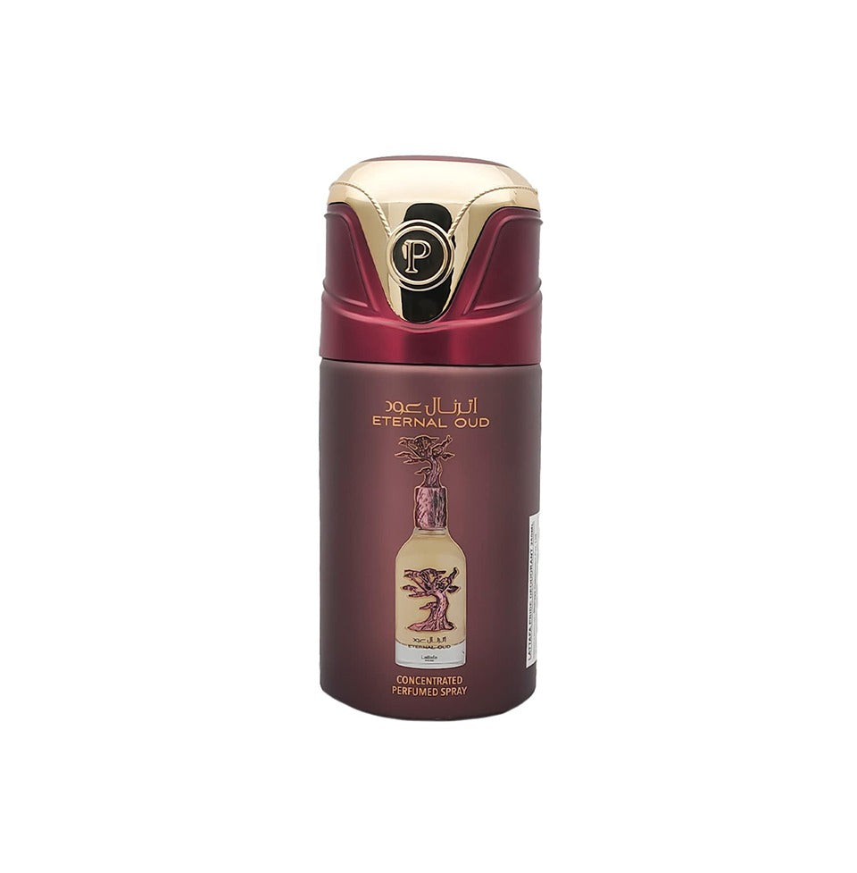 Lattafa Eternal Oud Concentrated Perfumed Deodorant Spray, 9.0 Ounce (Unisex)