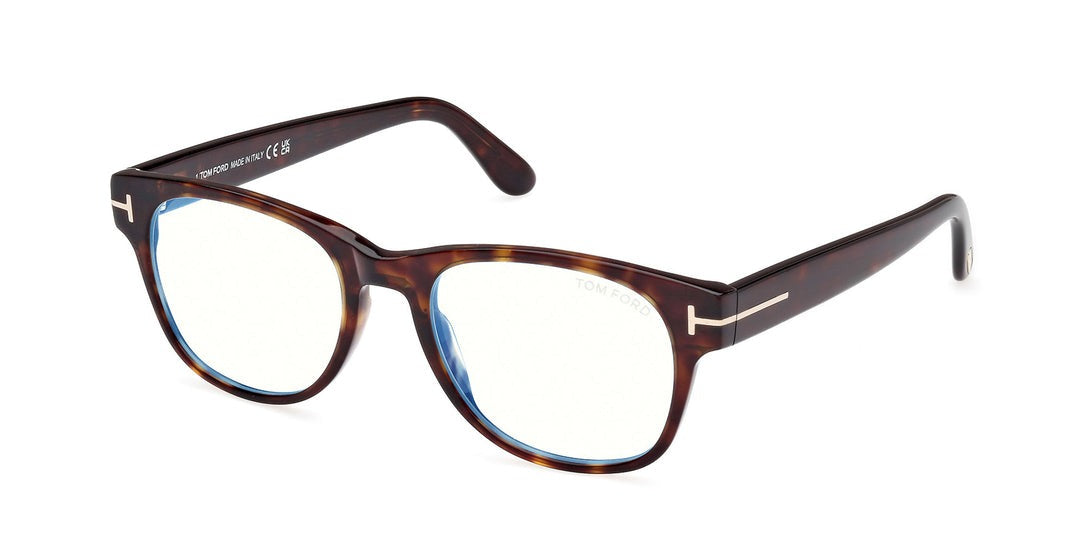 Tom Ford FT5898-B 052 Blue Light Block Square Men's Havana Eyeglasse 52mm