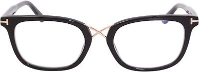 Eyeglasses Tom Ford FT 5637 -B 001 Shiny Black, Rose Gold/Blue Block Lenses