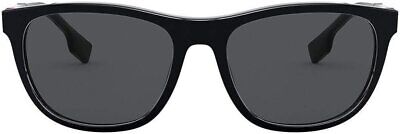 BURBERRY BE 4319 300187 Black Plastic Rectangle Sunglasses Grey Lens 58mm
