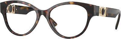 Versace VE 3313 108 Havana Plastic Cat-Eye Sunglasses Logo Stamped Demo...