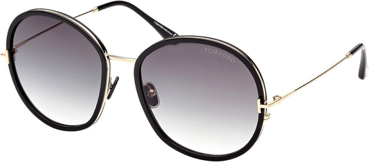 Tom Ford Gradient Smoke Round Ladies Sunglasses FT0946 01B 58mm