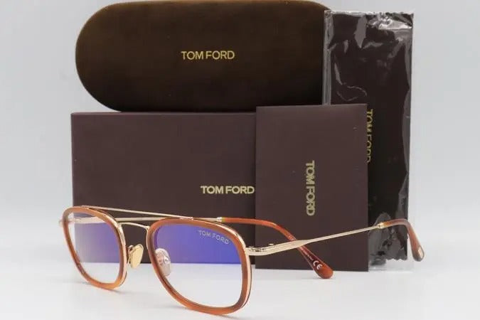 NEW Tom Ford FT5677FB-053-52 Havana Gold Eyeglasses