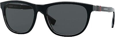 BURBERRY BE 4319 300187 Black Plastic Rectangle Sunglasses Grey Lens 58mm