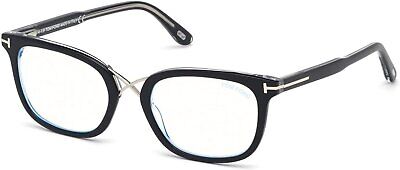 Eyeglasses Tom Ford FT 5637 -B 005 Shiny Black & Crystal, Palladium/Blue Block