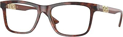 Versace VE 3319 5354 Havana Plastic Square Eyeglasses 55mm