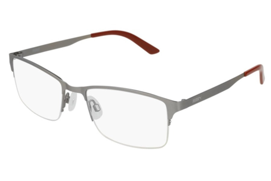 Puma PE0028O Eyeglasses Silver Red Mens 55mm