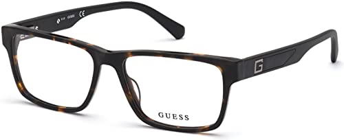GUESS Men's Gu50018 Polarized Rectangular Sunglasses, Dark Havana, 52/15/145