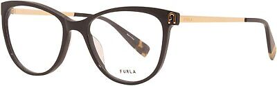 Furla VFU495 0700 Eyeglasses Women's Black Full Rim Cat-Eye Optical Frame 53mm