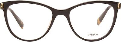 Furla VFU495 0700 Eyeglasses Women's Black Full Rim Cat-Eye Optical Frame 53mm