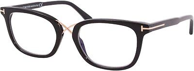 Eyeglasses Tom Ford FT 5637 -B 001 Shiny Black, Rose Gold/Blue Block Lenses