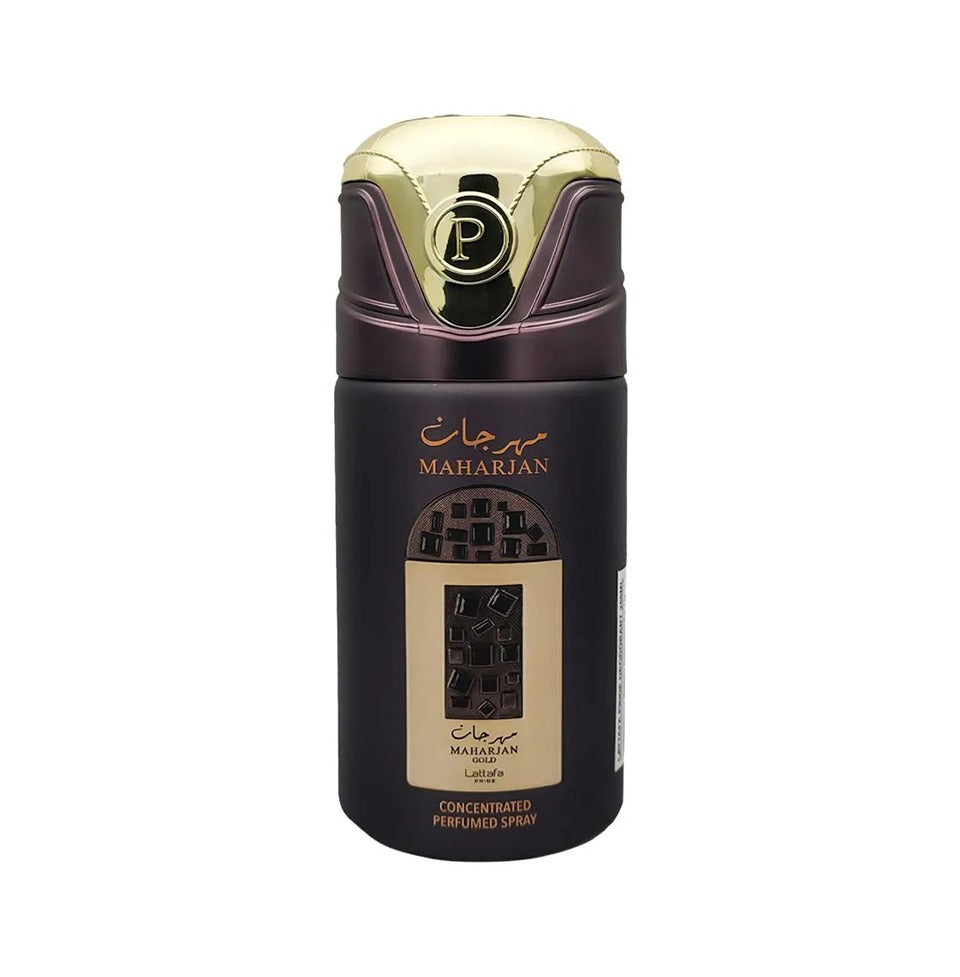 Lattafa Maharjan Gold Concentrated Perfumed Deodorant Spray, 6.6 Ounce (Unisex)