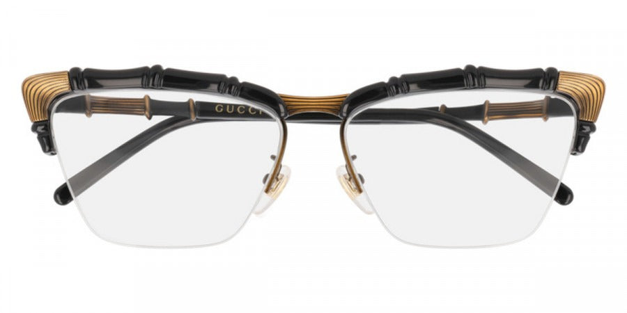 Gucci GG 0660O 001 Gold Black Plastic Cat-Eye Eyeglasses 58mm