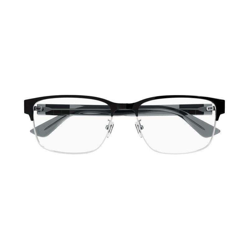 GUCCI GG0750O 004 Silver Grey Black Men's 60 mm Eyeglasses