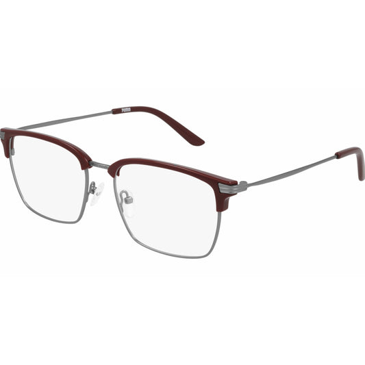 PUMA Eyeglasses PE0089O-008 54MM Burgundy Ruthenium