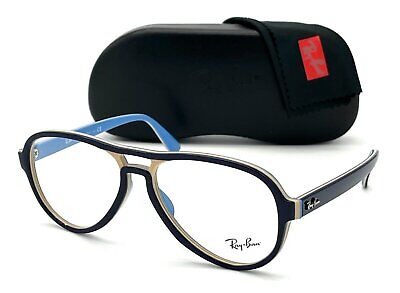 New Ray-Ban RX4355V Vagabond 8134 Blue Light Brown 55mm