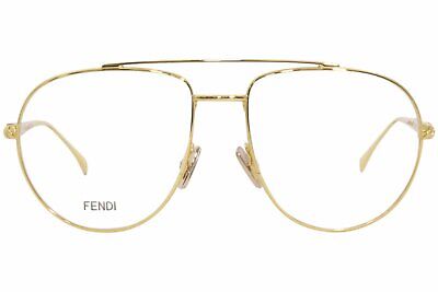 Fendi 0446 0001 Yellow Gold Aviator Women's Eyeglasses 56mm