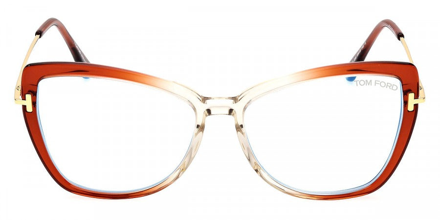 Tom Ford Eyeglasses FT5882-B 044 55mm - Shiny Transparent Orange and Crystal